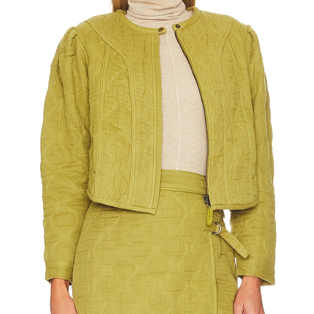 Tularosa Olivia Cropped Quilted Jacket in Moss Green Women’s Zip Jacket New